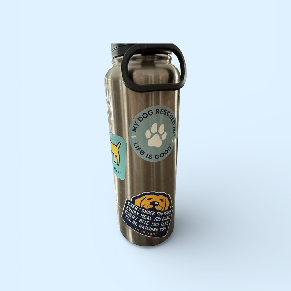 Life Is Good Stainless Steel Bottle with Dog stickers - Picture 3 of 9